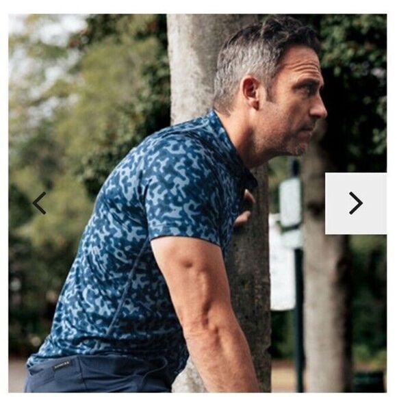 Dunning Golf Shirt Blue Camo QUEST Ventilated Mens Size XXL GOLF Fast Ship - Picture 3 of 15